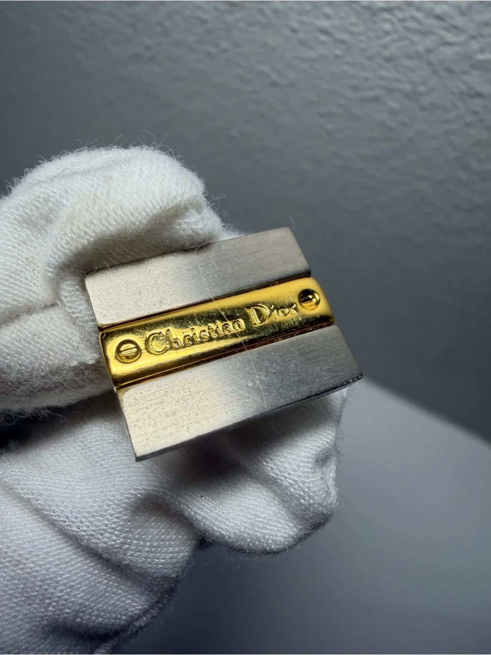 Christian Dior Two-Tone Metal Accent - Gold and Brushed Silver Cuff Links